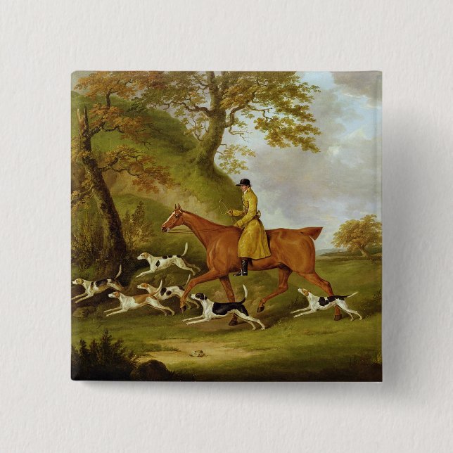 Huntsman and Hounds, 1809 (oil on canvas) 15 Cm Square Badge (Front)