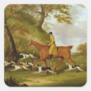 Huntsman and Hounds, 1809 (oil on canvas) Square Sticker