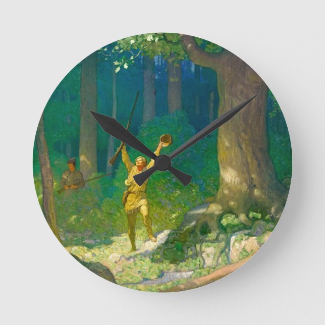 Huntsman by Newell Convers Wyeth Round Clock (Front)