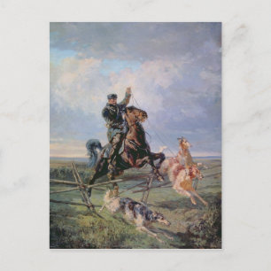 Huntsman with the Borzois, 1872 Postcard
