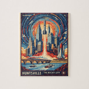 Huntsville Alabama Rocket City Futuristic Space Jigsaw Puzzle