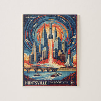 Huntsville Alabama Rocket City Futuristic Space Jigsaw Puzzle