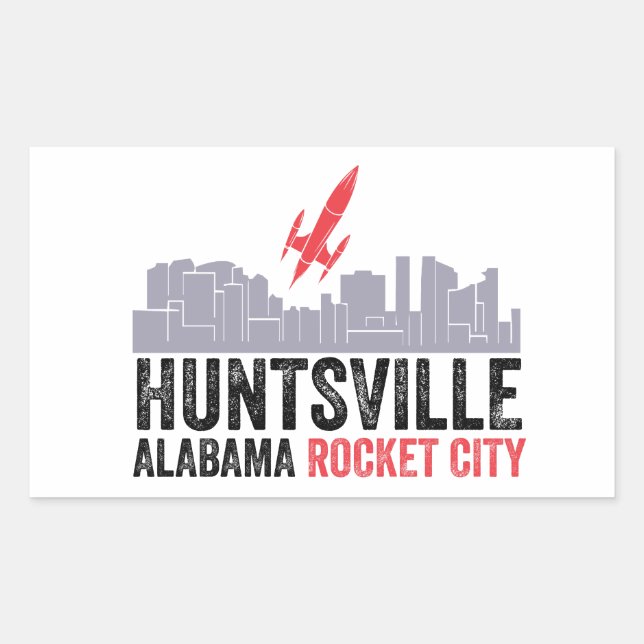 Huntsville Alabama Rocket City Rectangular Sticker (Front)