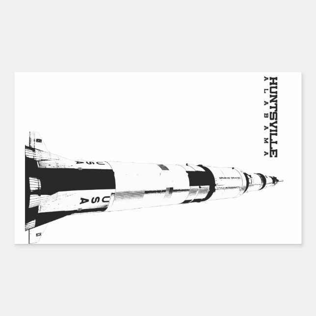 Huntsville, Alabama Saturn V Rocket Rectangular Sticker (Front)