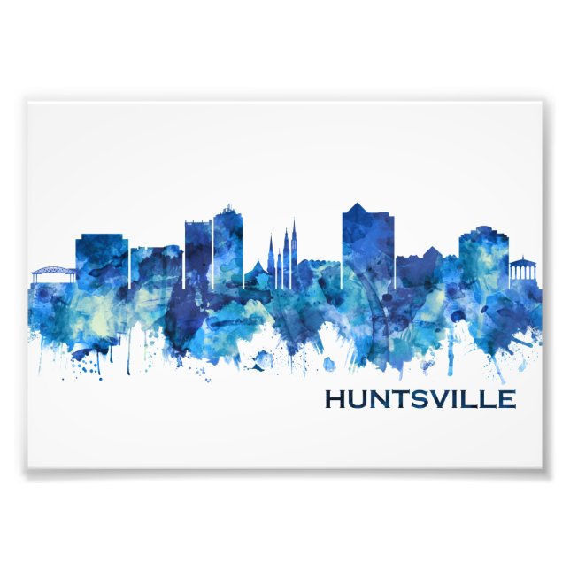 Huntsville Alabama Skyline Blue Photo Print (Front)