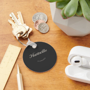 Huntsville Alabama White Font Key Ring