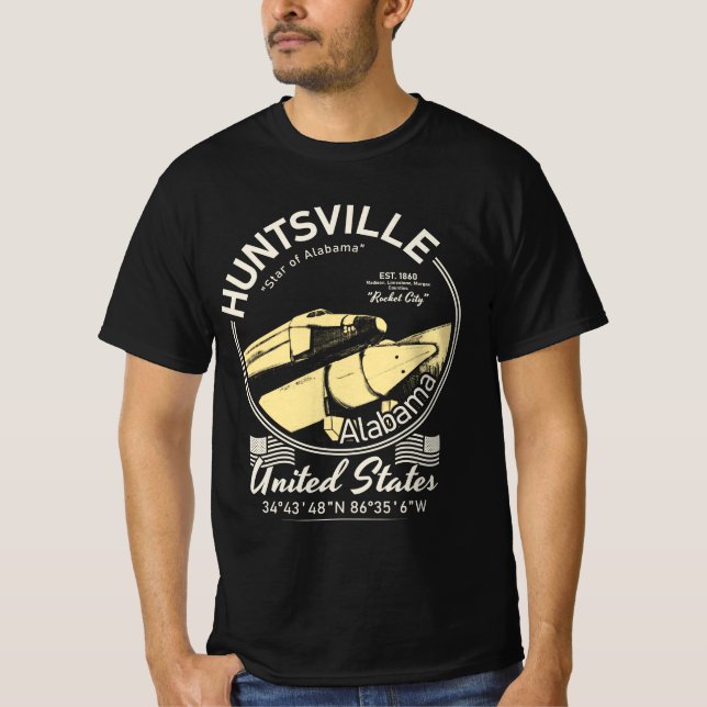 HUNTSVILLE CITY ALABAMA - ROCKET SPACESHIP T-Shirt (Front)