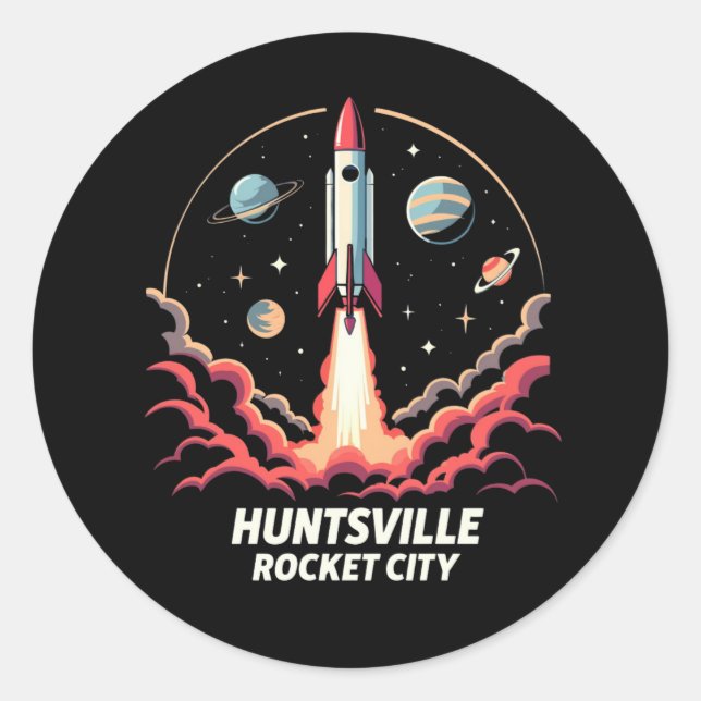 Huntsville Rocket City Space Adventure Classic Round Sticker (Front)