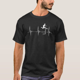 Hurdles Heartbeat Hurdler Pulse Line EKG Track And T-Shirt