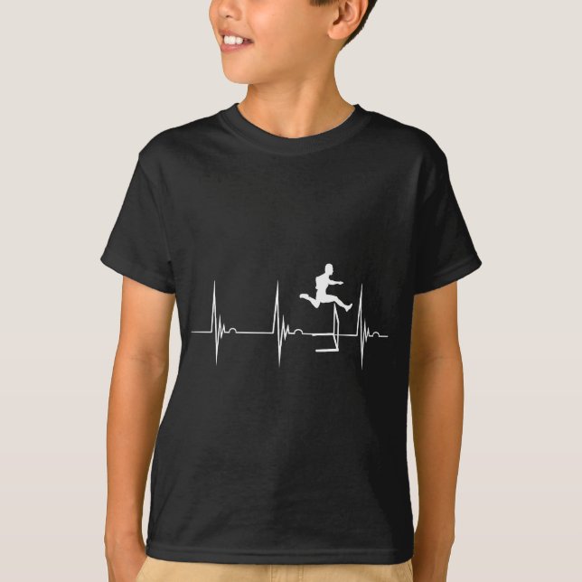 Hurdles Heartbeat Hurdler Pulse Line Track And Fie T-Shirt (Front)