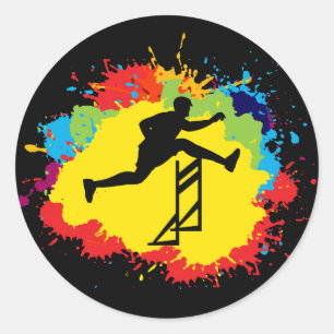 Hurdles Hurdling Hurdler Running Runner Athletes Classic Round Sticker