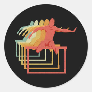 Hurdles Hurdling Hurdler Running Runner Athletes Classic Round Sticker