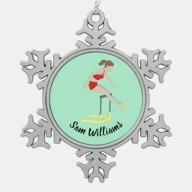 Hurdles Snowflake Pewter Christmas Ornament (Front)