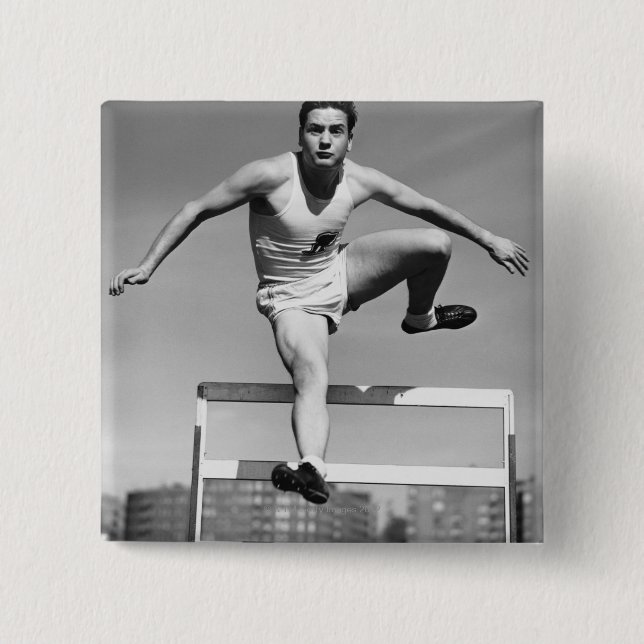 Hurdling 15 Cm Square Badge (Front)