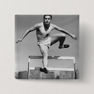 Hurdling 15 Cm Square Badge