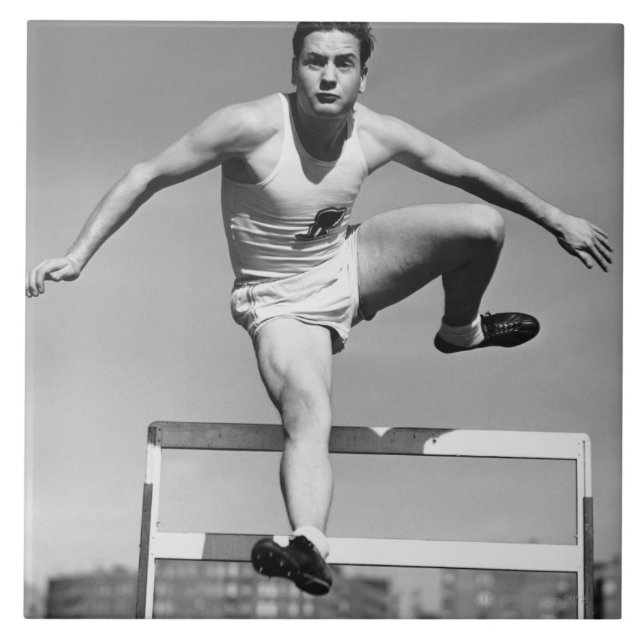 Hurdling Ceramic Tile (Front)