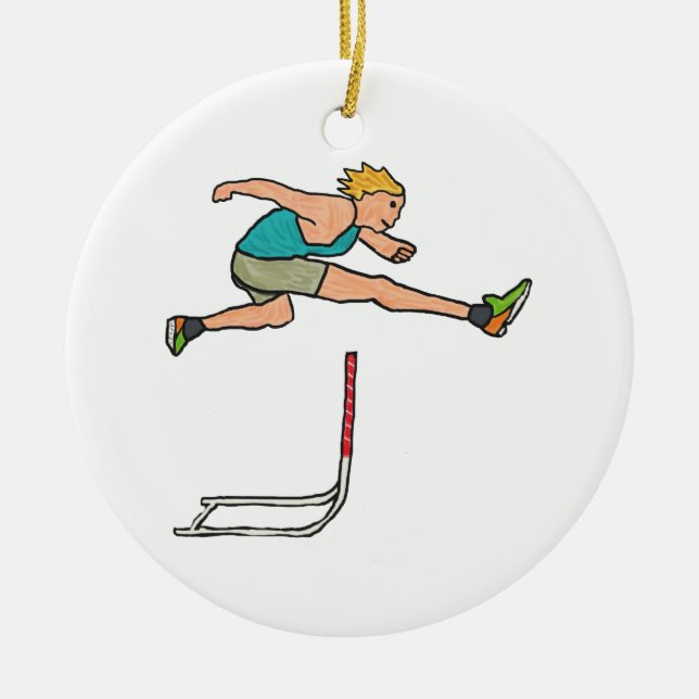 Hurdling Hurdles Ceramic Ornament (Front)