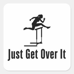 Hurdling Just Get Over It Female Hurdler Girl Mum Square Sticker