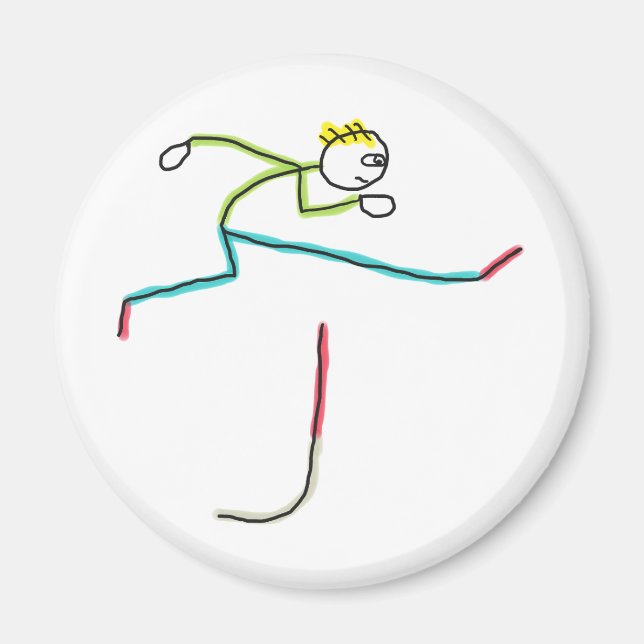 Hurdling Stickman Magnet (Front)