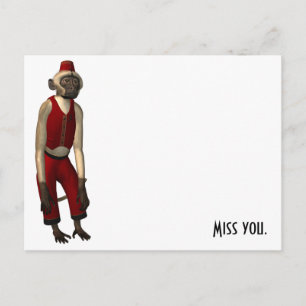 Hurdy Gurdy 3D Music Monkey 11 Postcard