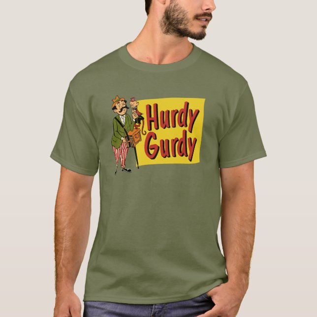 Hurdy Gurdy Man with Monkey and Accordion T-Shirt (Front)