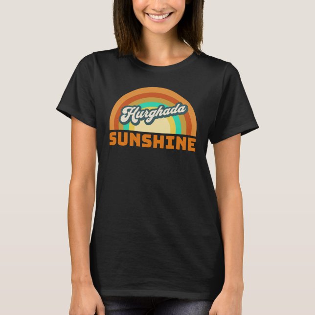 Hurghada Sunshine Retro Women's Black T-Shirt (Front)