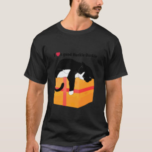 Hurkle Durkle Funny Cat Sleeping On Box Design T-Shirt