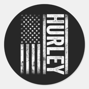 Hurley Ky Vintage Us American Flag Retro For Men W Classic Round Sticker