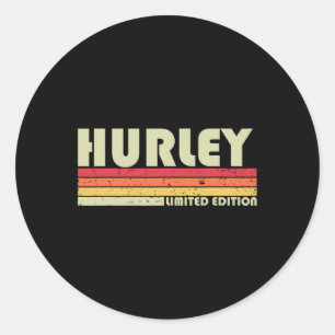 Hurley Surname Fun Retro Vintage 80s 90s Birthday Classic Round Sticker
