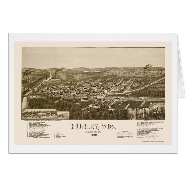 Hurley, WI Panoramic Map - 1886 (Front Horizontal)