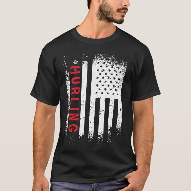 Hurling American Flag T-Shirt (Front)