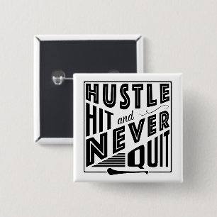 Hurling Hustle Hit & Never Quit, GAA Gaelic Games 15 Cm Square Badge