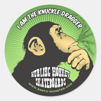 Hurling Monkey Window Classic Round Sticker
