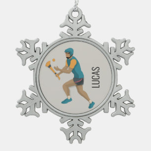 Hurling Snowflake Pewter Christmas Ornament