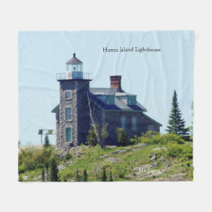 Huron Island Lighthouse fleece blanket