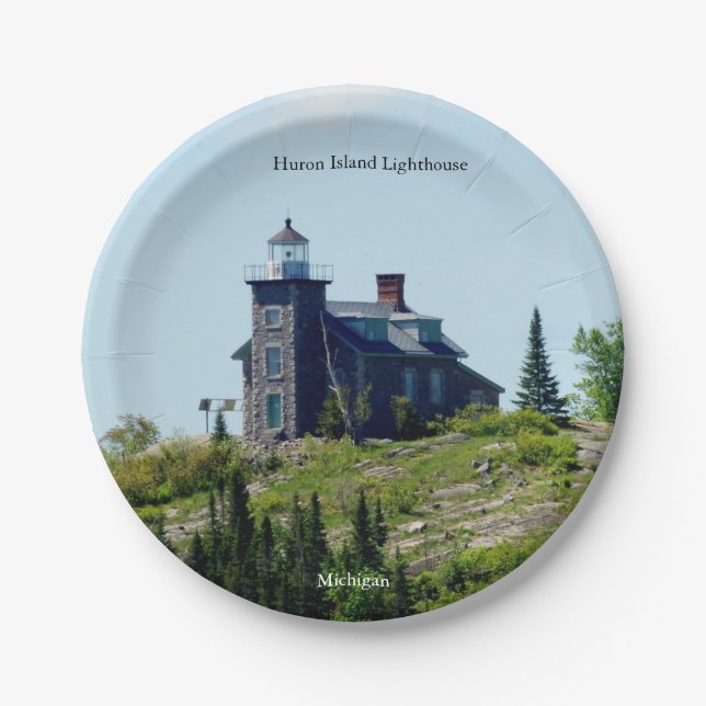 Huron Island Lighthouse paper plate (Front)