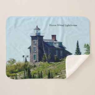 Huron Island Lighthouse sherpa blanket