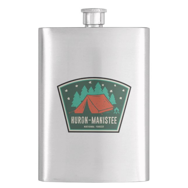 Huron-Manistee National Forest Camping Hip Flask (Front)