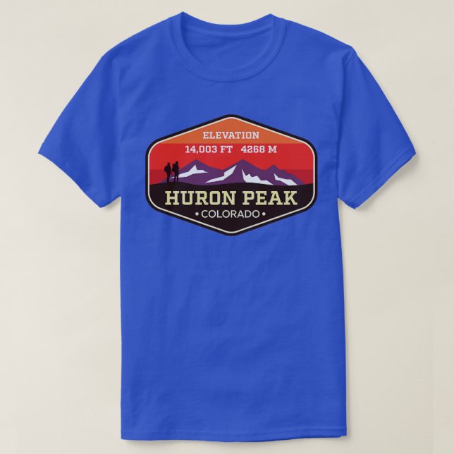 Huron Peak Colorado 14ers Climbing Badge T-Shirt (Design Front)