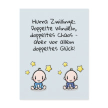 Hurra Zwillinge, Glückwunsch Geburt, 2 Jungs,  