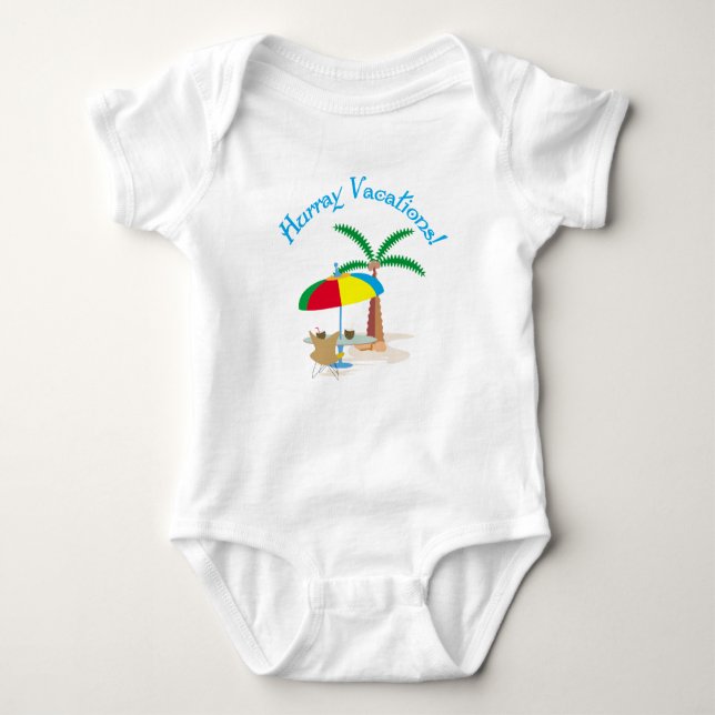 Hurray, vacation! baby bodysuit (Front)