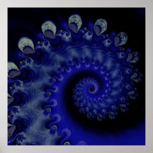 "Hurricane" Blue Swirl Fractal Poster