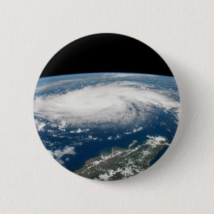 Hurricane Dorian Over The Atlantic Ocean. 6 Cm Round Badge