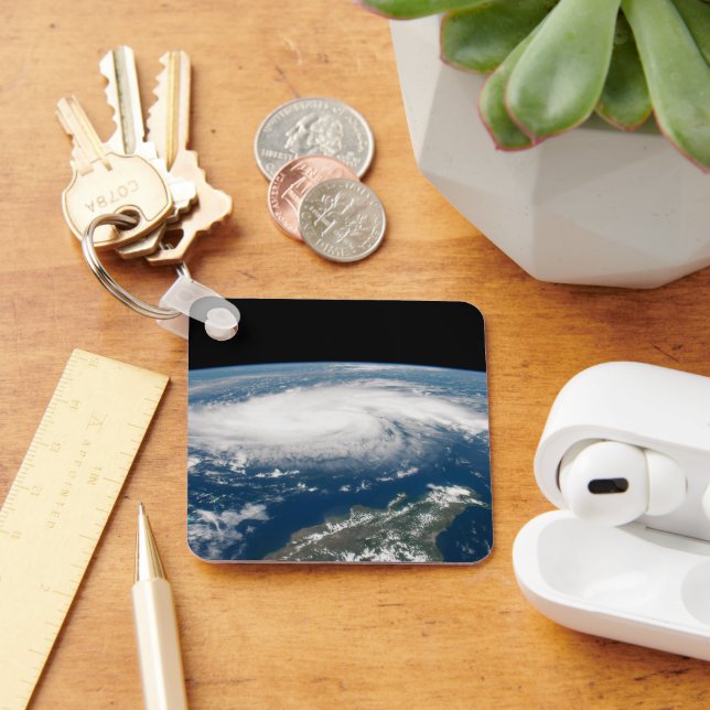Hurricane Dorian Over The Atlantic Ocean. Key Ring (Desk)