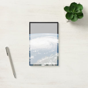 Hurricane Dorian Over The Atlantic Ocean. Post-it Notes