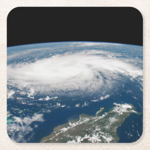 Hurricane Dorian Over The Atlantic Ocean. Square Paper Coaster