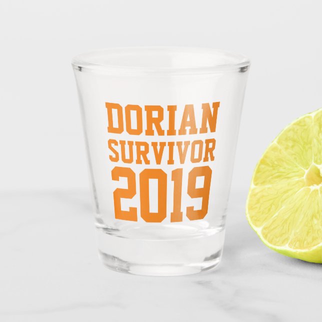 Hurricane Dorian Survivor Shot Glass (Front)