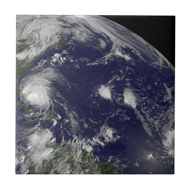 Hurricane Irene Moving Through The Bahamas. Ceramic Tile (Front)