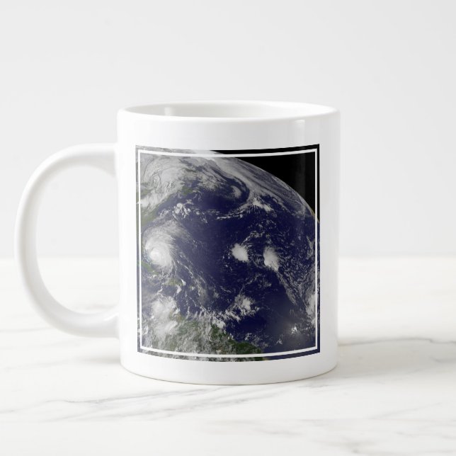 Hurricane Irene Moving Through The Bahamas. Large Coffee Mug (Left)