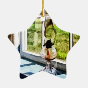Hurricane Lamp in a Sunny Window Ceramic Tree Decoration